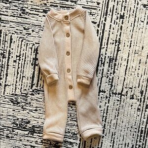 SNUG long sleeve knit romper in Light Taupe